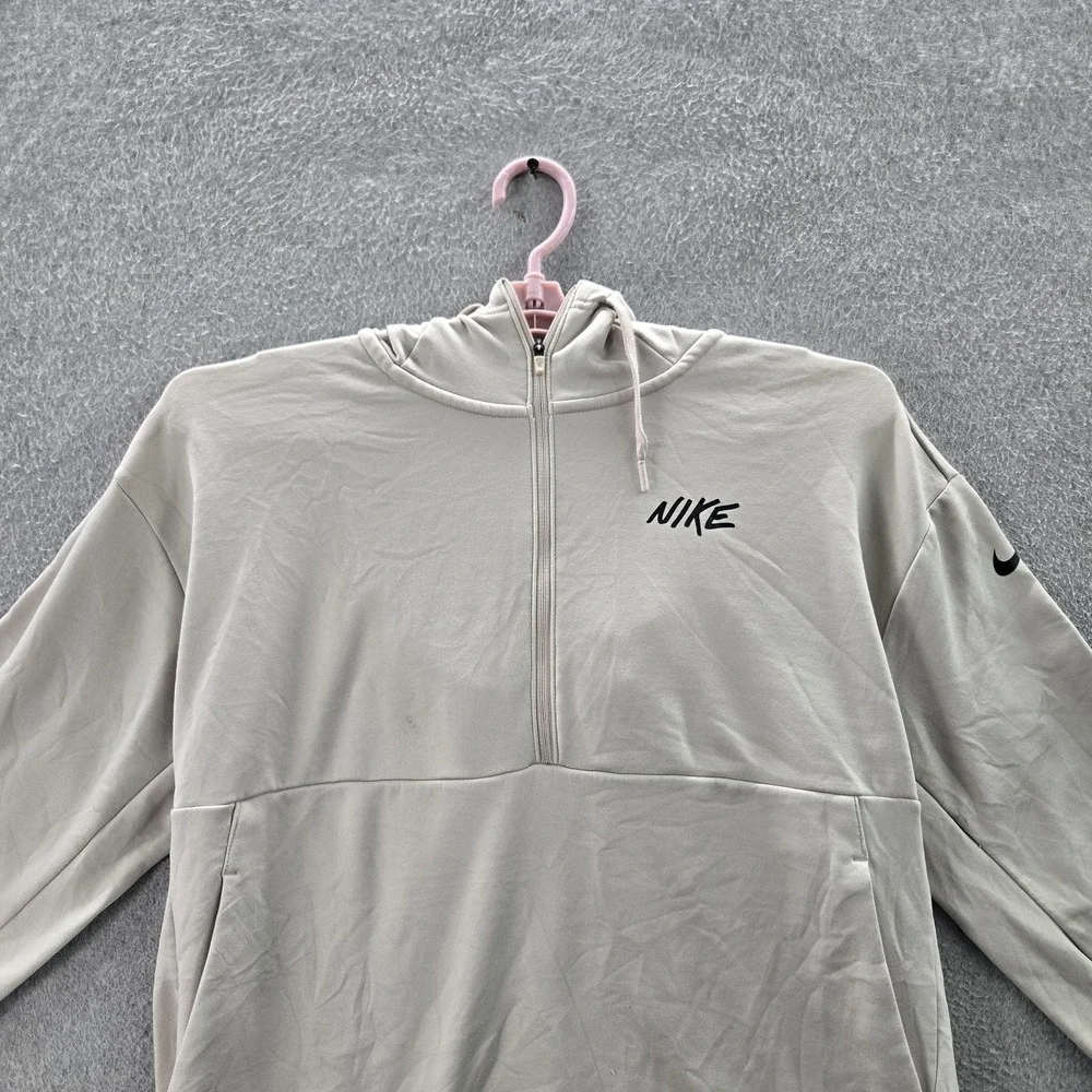 Nike Women Hoodie M Beige Nylon‎ Polyester Fleece Activewear Logo